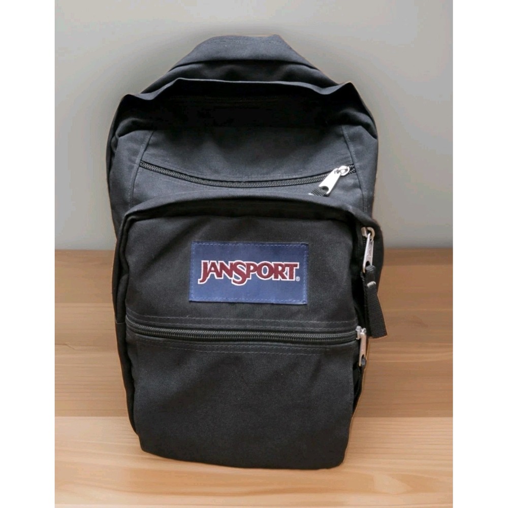 Vintage Jansport Backpack Book Bag Classic Black 90's